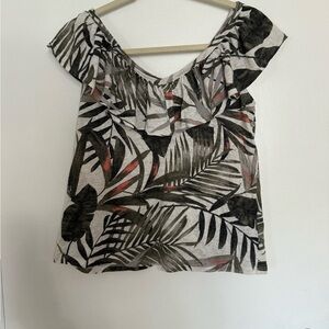 Tropical Leaf Print Women's Top